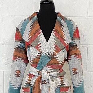 Trench Coat In Wool Blend In Orange Red Brown And Dark Turquoise - Plateau