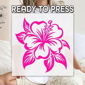 Island Hibiscus DTF Transfer, High Quality DTF, Hawaiian Flower Graphic Print, Coastal or Beach Apparel, Bold Floral Design, Ready to Apply