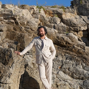 Linen Suit Safari Style Comfort Two Piece
